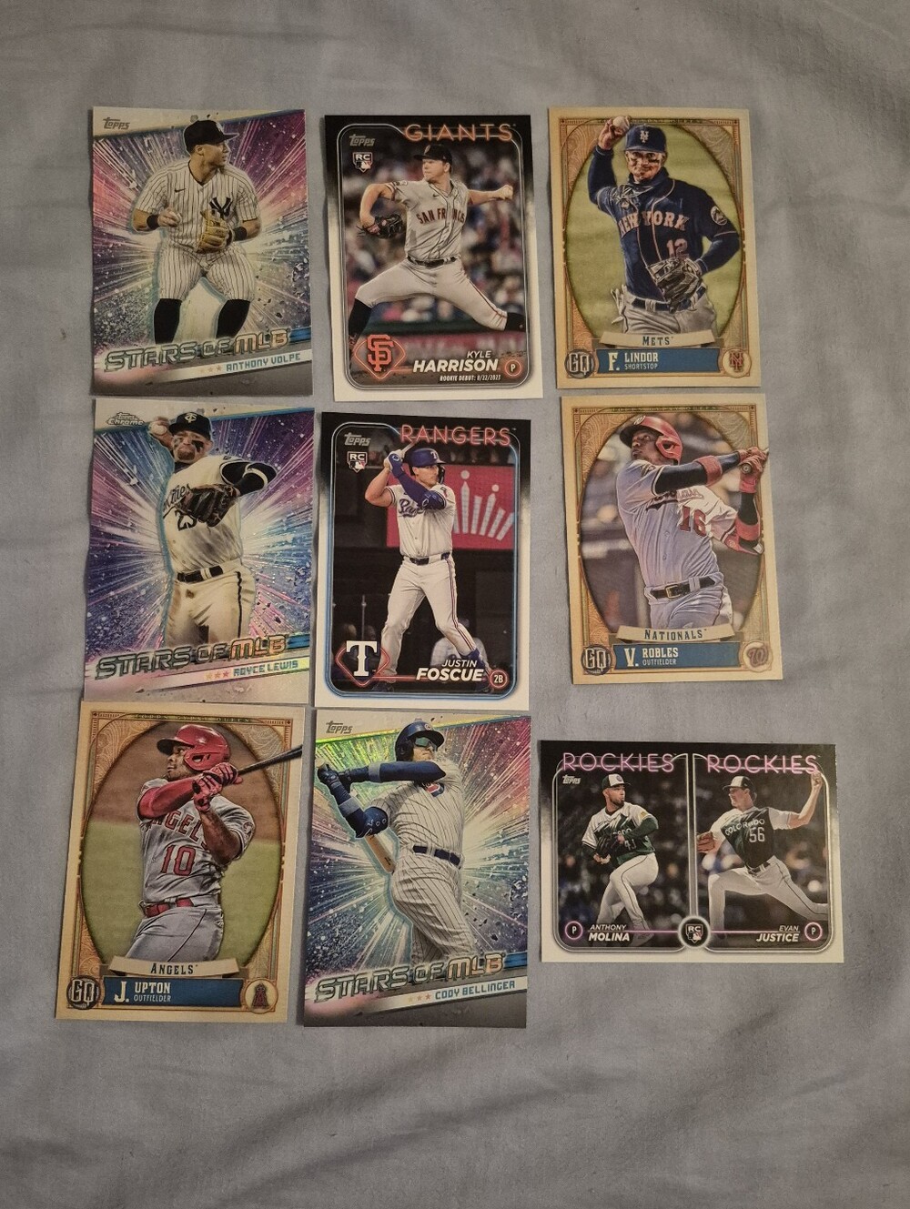 Topps Baseball Card Assortment in White, Blue, Pink and Green
